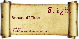 Braun Ákos névjegykártya